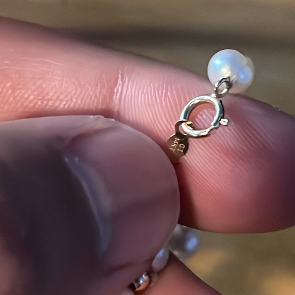 Pearl necklace with solid gold beads 14k - Picture 2 of 2